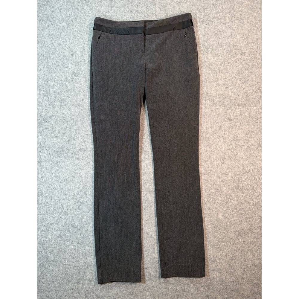 Express Columnist‎ Gray Satin Trim Straight Leg Dress Pants Womens Size 2R